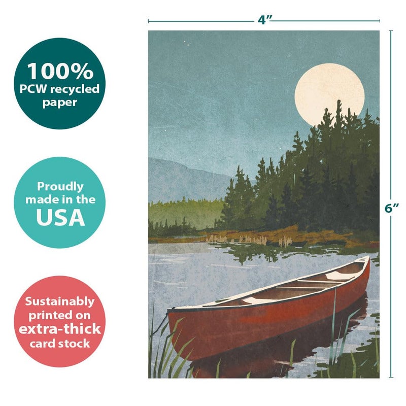 Tree-Free Greetings EcoNotes 12 Count Canoe with Moon All Occasion Notecard Set with Envelopes, 4 x 6 Inches (FS56093) - Image 4